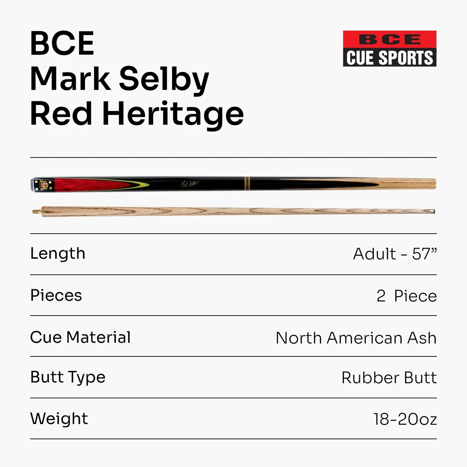 BCE BCE MARK SELBY Signature Heritage 57 Inch 2 Piece Snooker Pool Cue 9.5mm Tip 16 BCE BCE MARK SELBY Signature Heritage 57 Inch 2 Piece Snooker Pool Cue 9.5mm Tip - Image 14