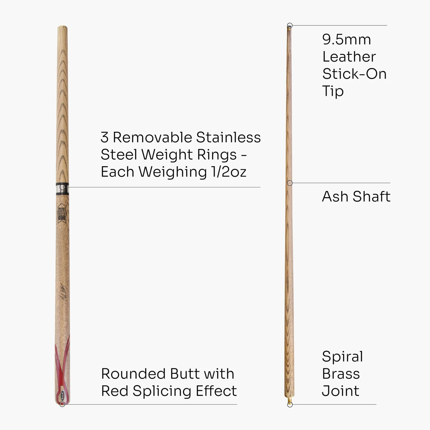 BCE BCE Mark Selby RED CLASSIC ASH 57” Weight Adjustable 2pc Snooker Cue & HARD CASE 6 BCE BCE Mark Selby RED CLASSIC ASH 57” Weight Adjustable 2pc Snooker Cue & HARD CASE - Image 4