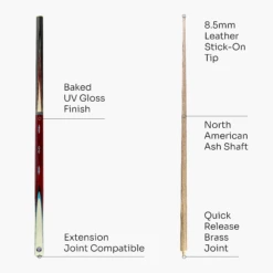 Jonny 8 Ball Jonny 8 Ball COMET 57 Inch 2 Piece Centre Joint Ash English Pool Cue With 8.5mm Tip 19 Jonny 8 Ball Jonny 8 Ball COMET 57 Inch 2 Piece Centre Joint Ash English Pool Cue With 8.5mm Tip -Slok Billiards Equipment Store Red Comet 4