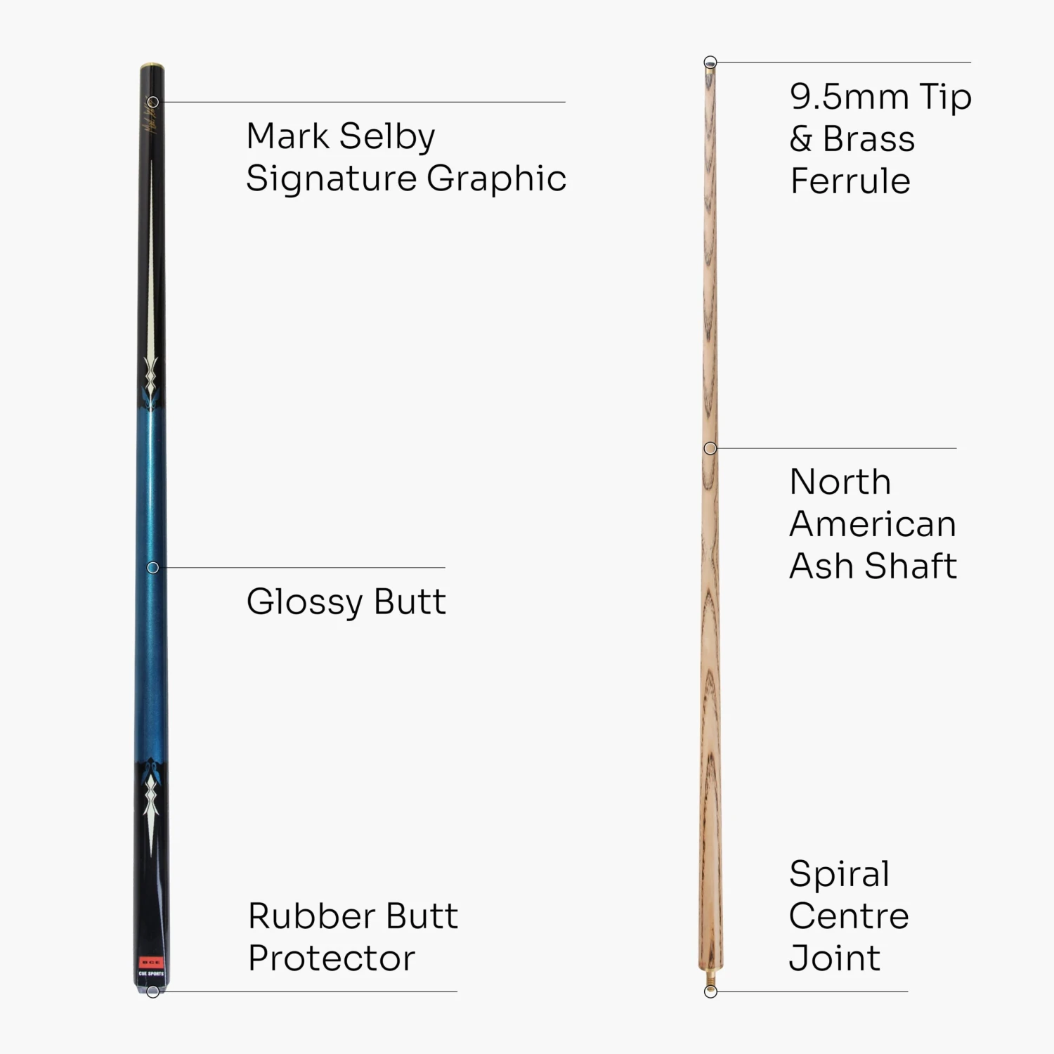 BCE BCE MARK SELBY SAPPHIRE 2 Piece Ash Snooker Pool Cue & ATTACHE HARD CASE 5 BCE BCE MARK SELBY SAPPHIRE 2 Piece Ash Snooker Pool Cue & ATTACHE HARD CASE - Image 3