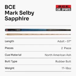 BCE BCE Mark Selby SAPPHIRE 2 Piece Ash Pool Snooker Cue - JW3000 13 BCE BCE Mark Selby SAPPHIRE 2 Piece Ash Pool Snooker Cue - JW3000 -Slok Billiards Equipment Store Sapphire 7