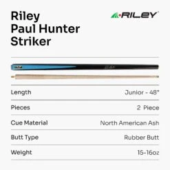 Riley Riley Paul Hunter Striker 48 Inch 2 Piece Kids Snooker Pool Cue And Case Set 9.5mm Tip -Slok Billiards Equipment Store Striker7