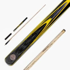 Baize Master Baize Master Gold Series 58 Inch EMPEROR ¾ Jointed Snooker Pool Cue With 9.5mm Tip And 6 Inch Mini Butt -Slok Billiards Equipment Store YellowEMP2