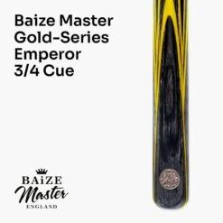 Baize Master Baize Master Gold Series 58 Inch EMPEROR ¾ Jointed Snooker Pool Cue With 9.5mm Tip And 6 Inch Mini Butt -Slok Billiards Equipment Store Yellow EMP 2