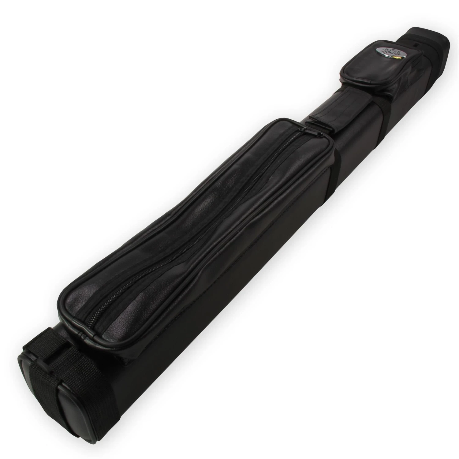 Cue & Case ALL BLACK Leather Patch Effect SQUARE Cue Case - Holds 2 Centre Jointed Cues 3 Cue & Case ALL BLACK Leather Patch Effect SQUARE Cue Case - Holds 2 Centre Jointed Cues