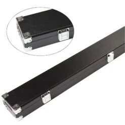 Cue & Case Long Hard BLACK Cue Case For 3pc 3/4 Snooker Cue REINFORCED CORNERS Foam Lined 121cm