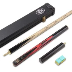 Baize Master Baize Master Gold Series RED EMPEROR 8-BALL POOL CUE SET With 57 Inch Hand Spliced 3/4 Joint Cue 8mm Tip, Deluxe Black Interior Hard Case And 2 X Chalk